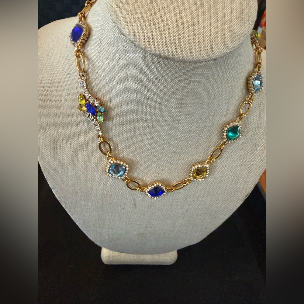 Erickson Beamon Rocks Gold and Blue Crystal Necklace